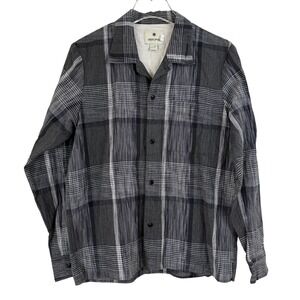 Snow Peak KASURI Grey Plaid Cotton Camp Collar Shirt Made in Japan MEN XS